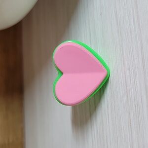 Pink and Green Heart Ring, Metal Free